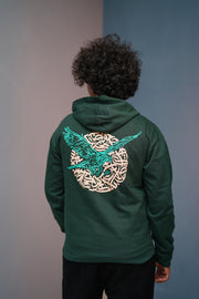 Unisex EAGLE Printed Hoodie for Men & Women | Oversized Streetwear-Bottle green